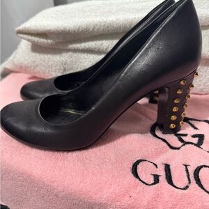 Gucci Black Pumps with Gold Studded Heels